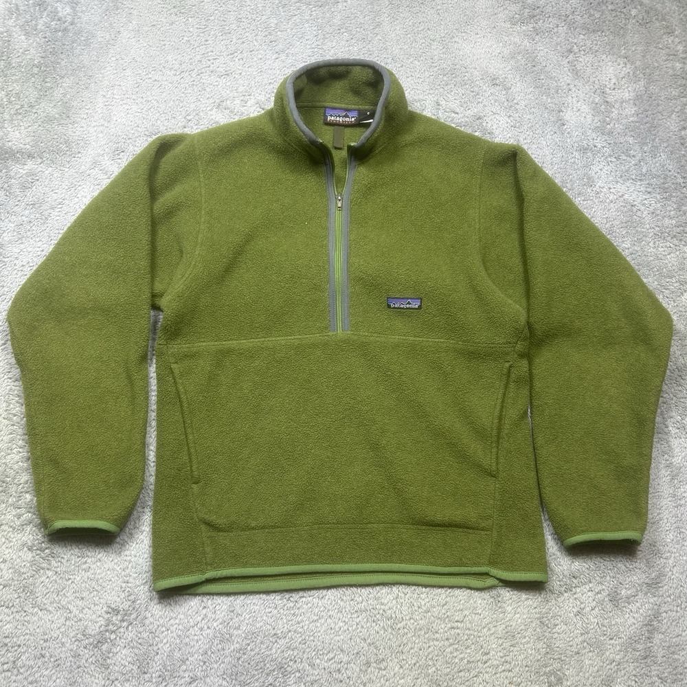 Vintage Patagonia Synchilla Size S Green Marsupial Fleece Half Zip Pullover Hike